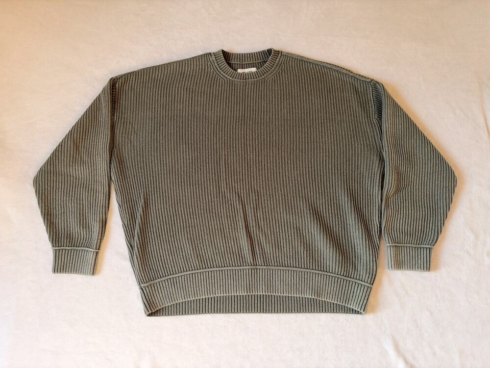Hollister Olive Green Boxy Fit Ribbed Knit Sweater Size XXL